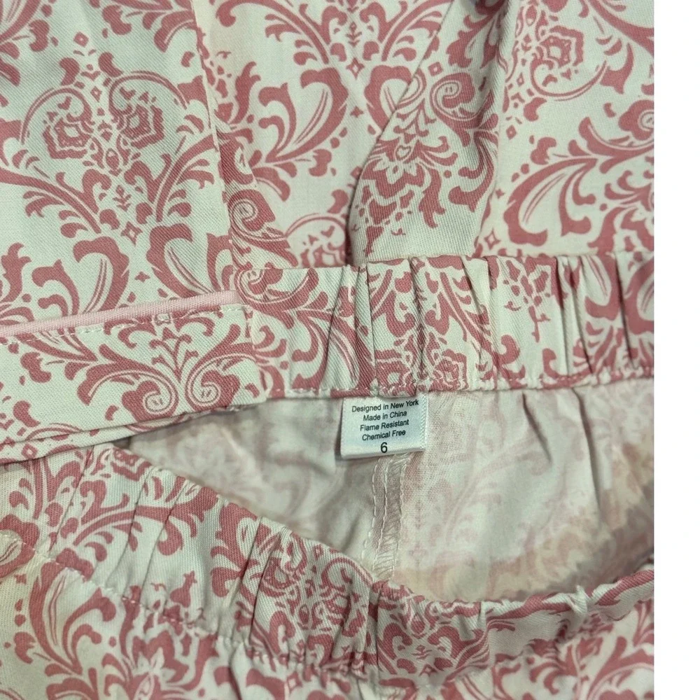 Petite Plume Girls Vintage Rose Pajama Set Pink Damask Cotton‎ Size 6 (C)